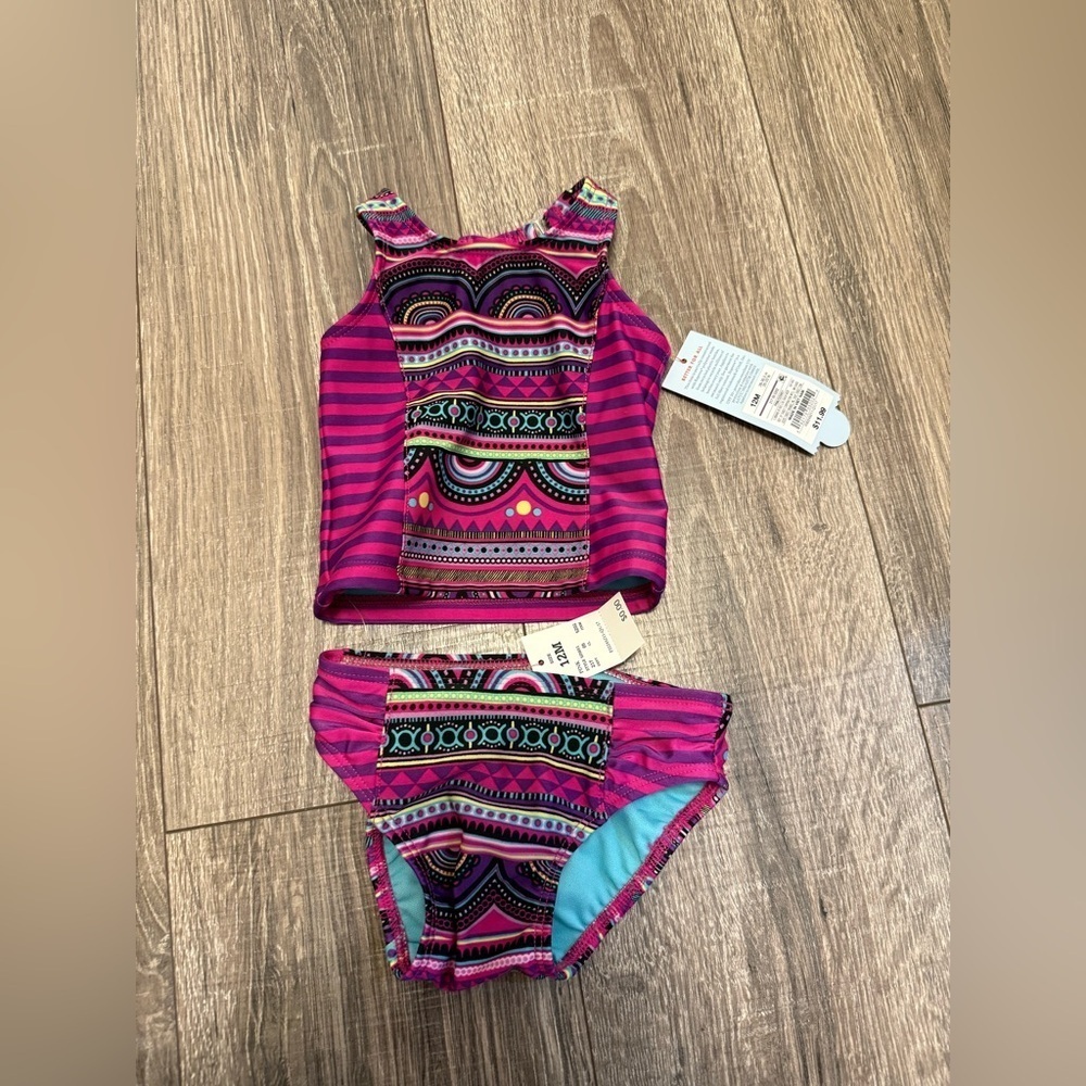 Cat & Jack Baby Girl Purple Tribal Print 2 Pc Swim Suit 12 Months NWT